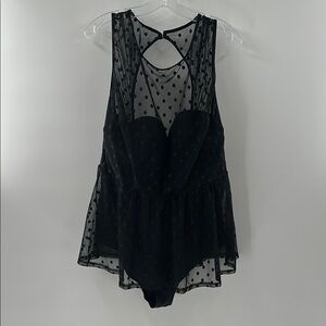 Torrid Women’s Black Sheer Polka Dot One Piece Swimsuit